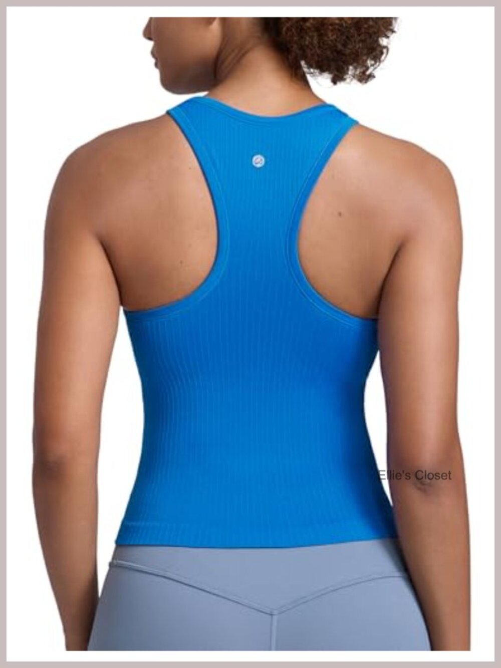 Seamless Ribbed High Neck Tank Top with Built-in Bra Racerback